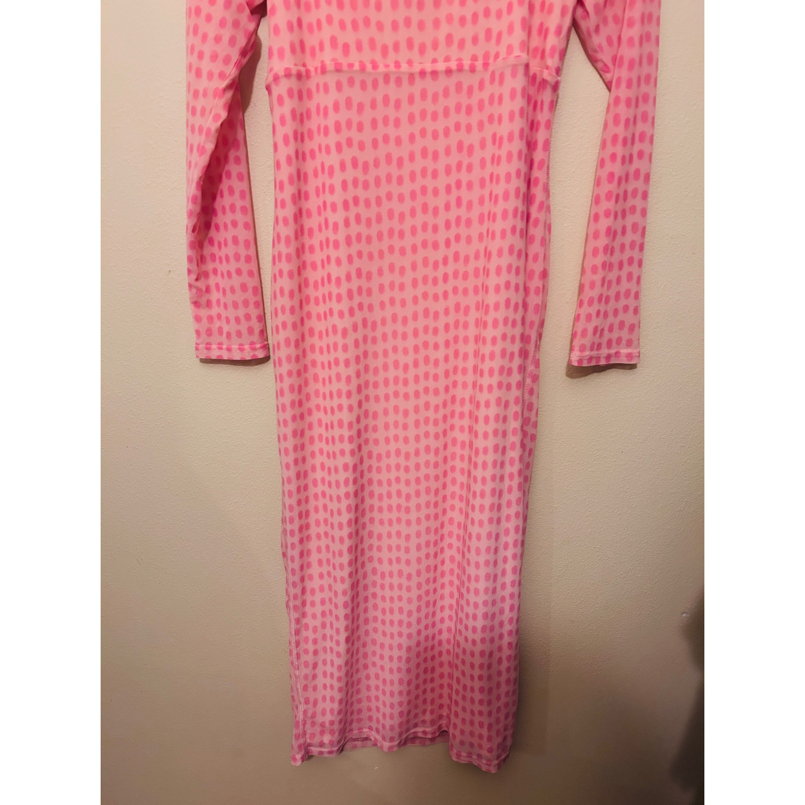 House Of Aama Target Midi Dress Womens M Pink Nwt Mesh Polka Dot Long Sleeve — image 7 of 8